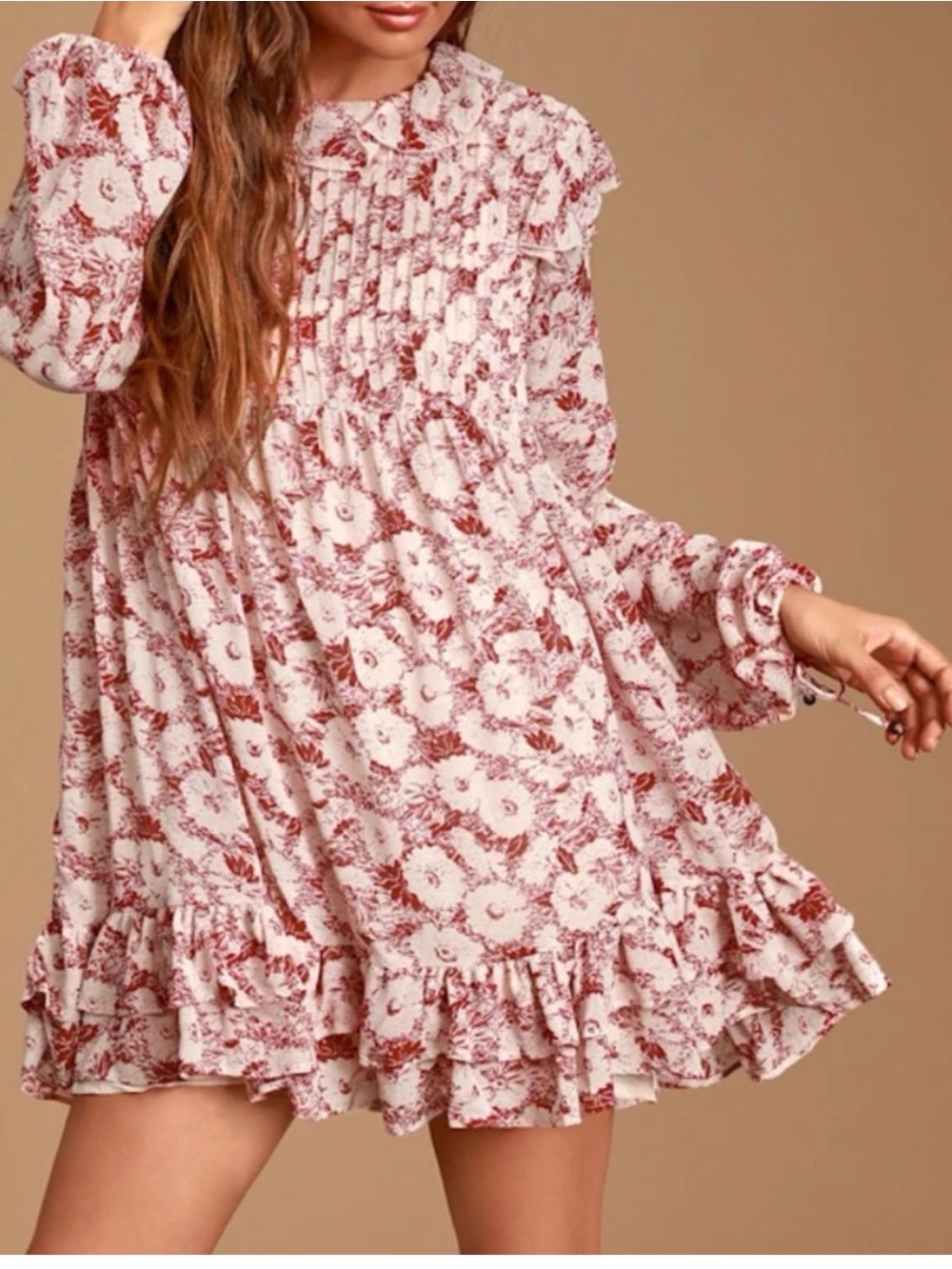 Free People these dreams red
Floral Ruffle Dress Long Sleeve size SP